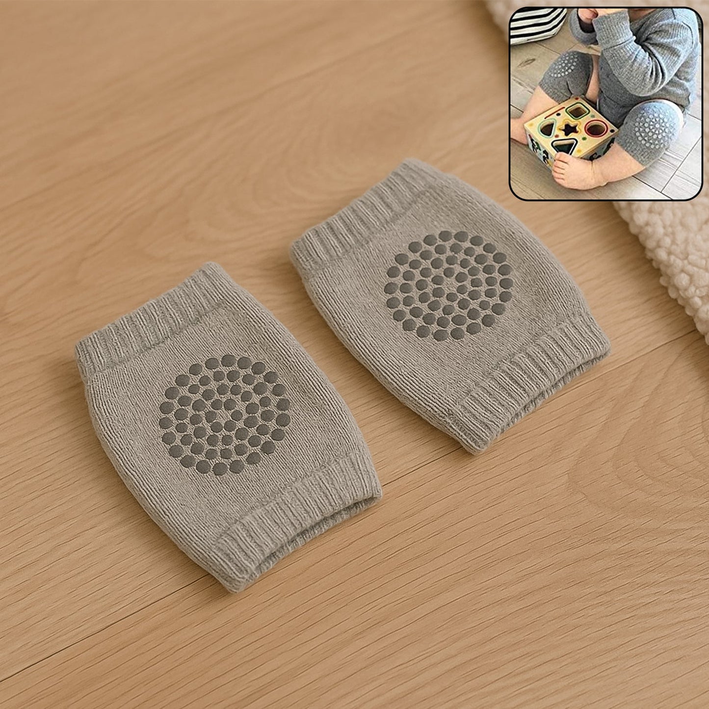 Toddler Wool Knee Protectors Warmth and Injury Support Light Grey
