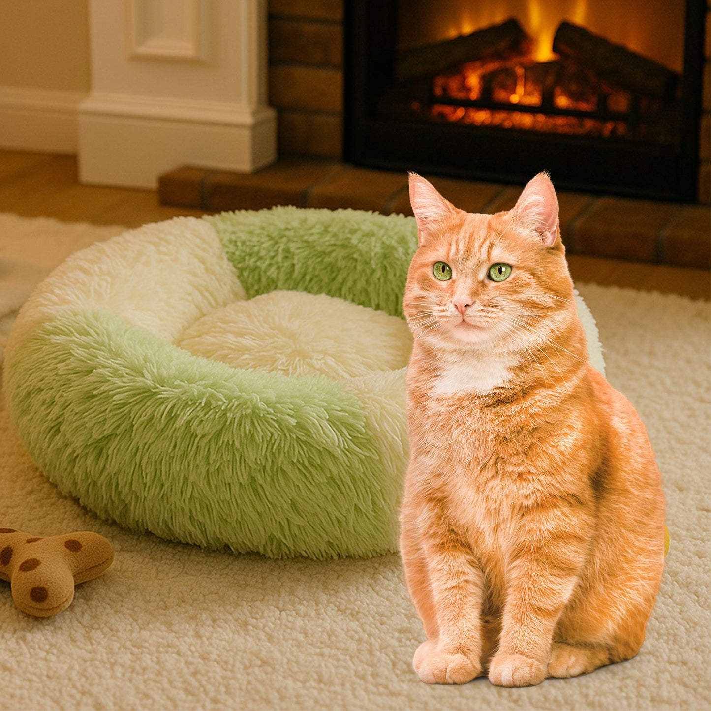 Ultra Soft Fluffy Round Pet Bed for Cats and Small Dogs