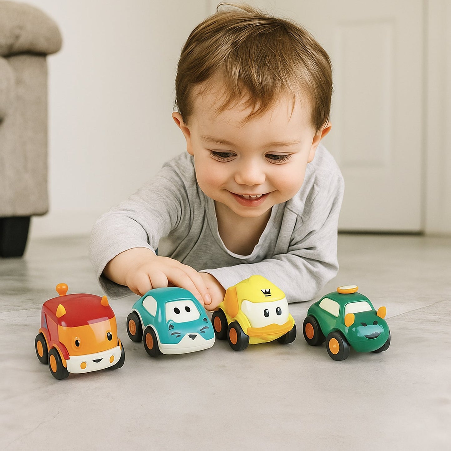Toddler Toy Cars Set 12pc Pull Back