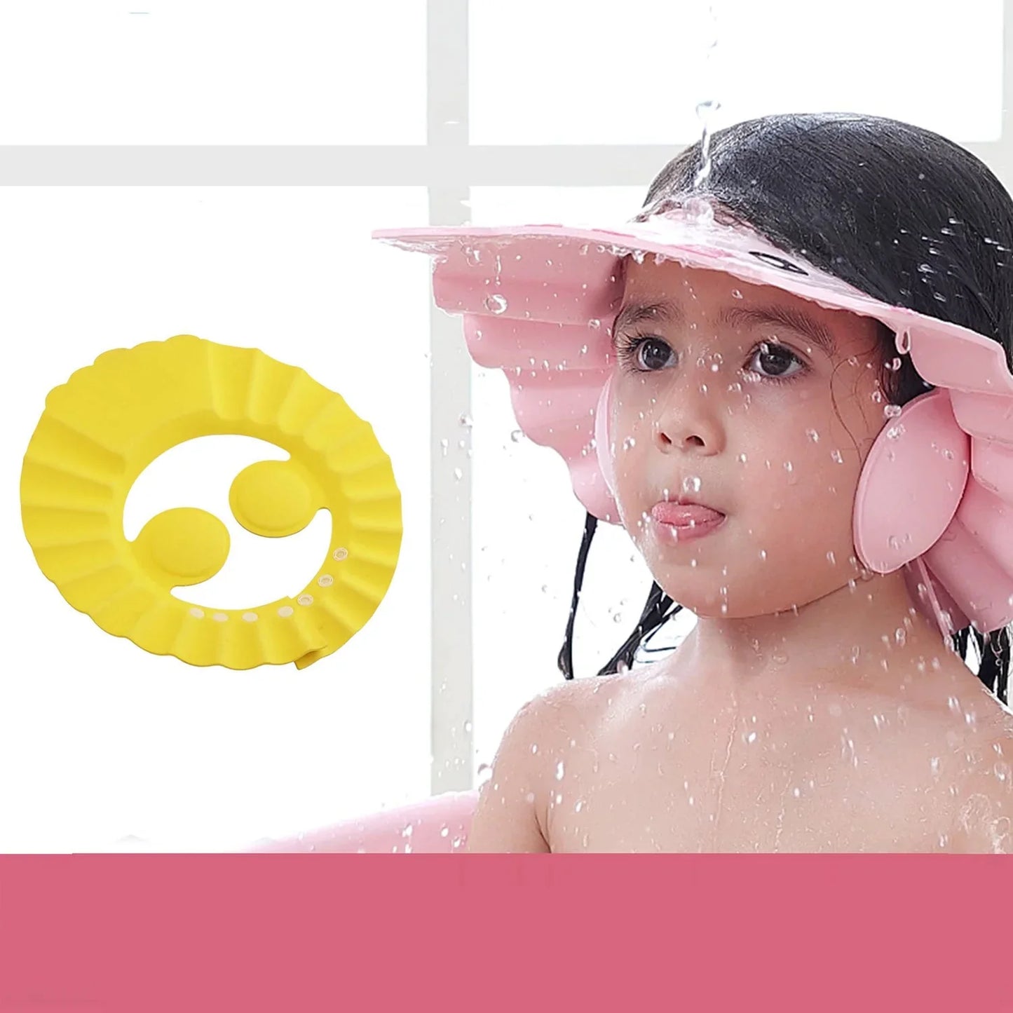 Soft Adjustable Baby Shower Cap Splash-Proof Eye and Ear Protection