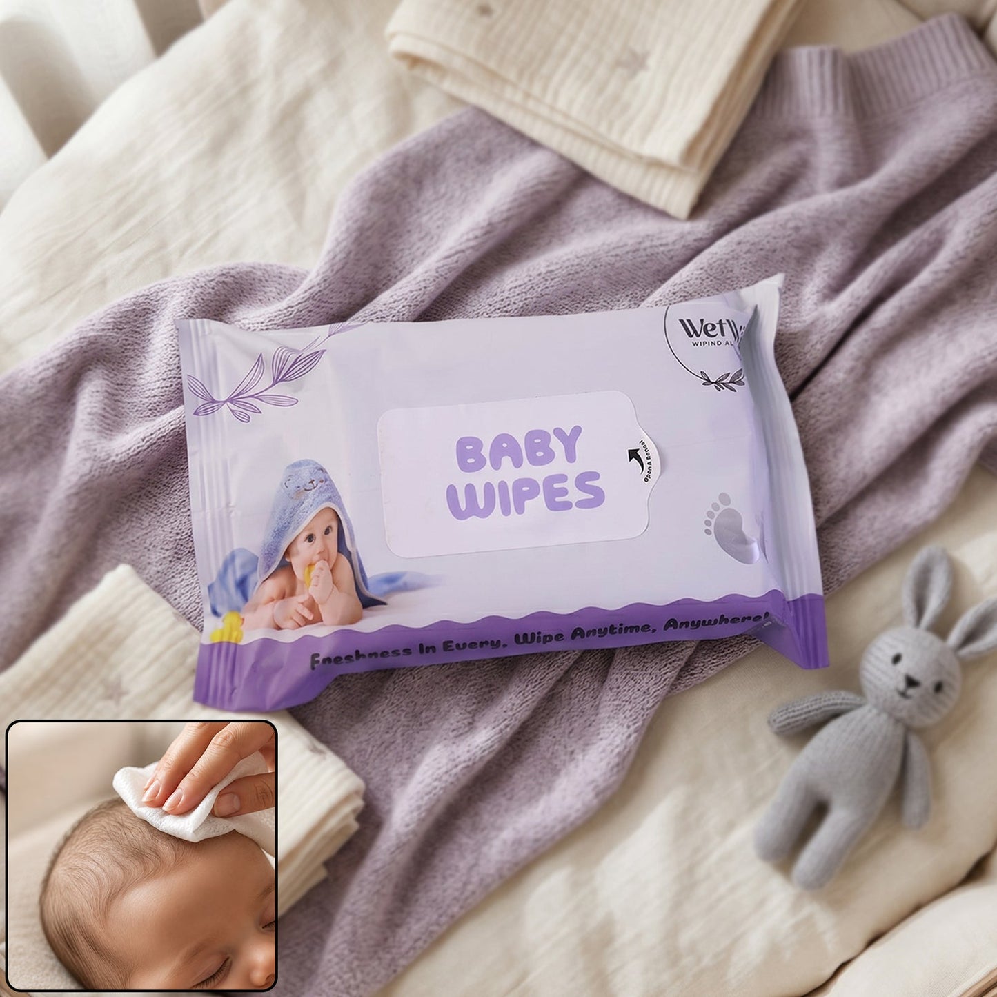 Travel Fresh Baby Wet Wipes Gentle Portable for Sensitive Skin
