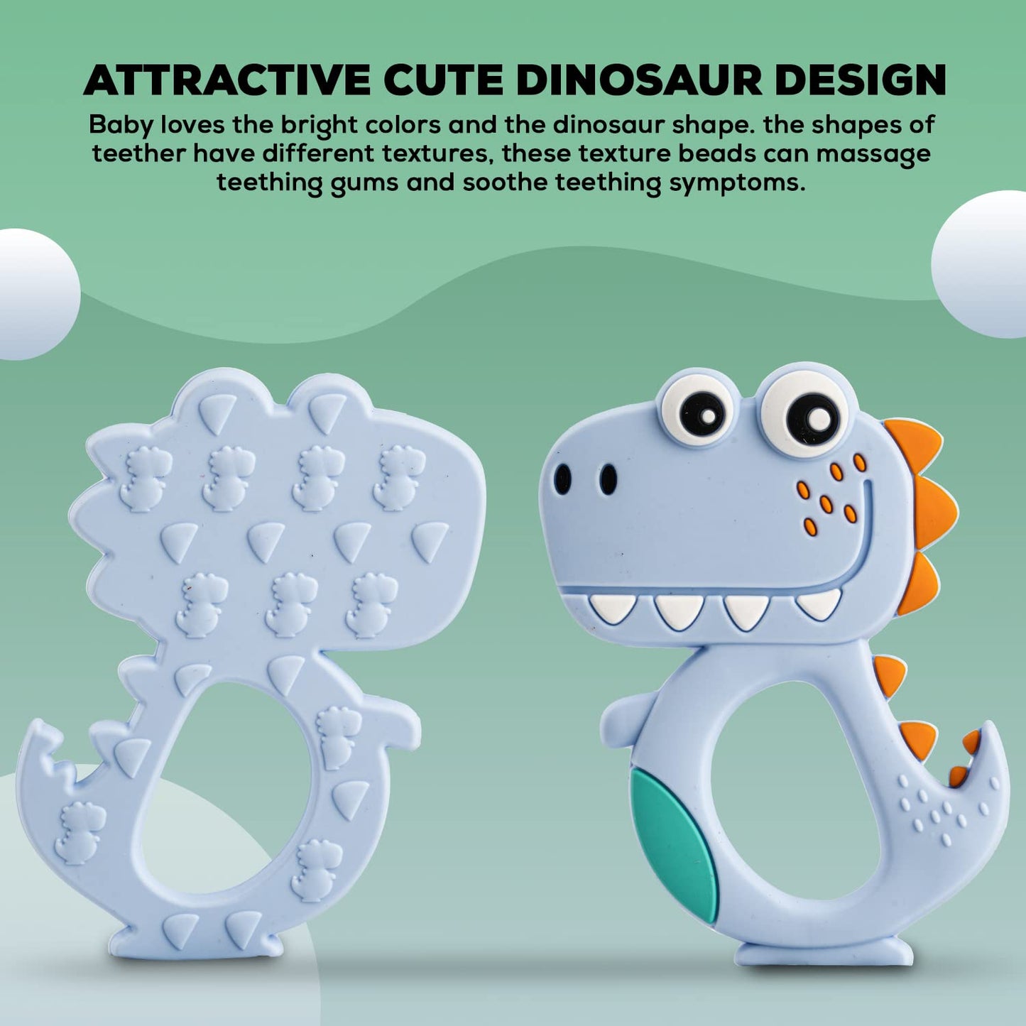 Silicone Dinosaur Baby Teether — BPA-Free (1 Pc)