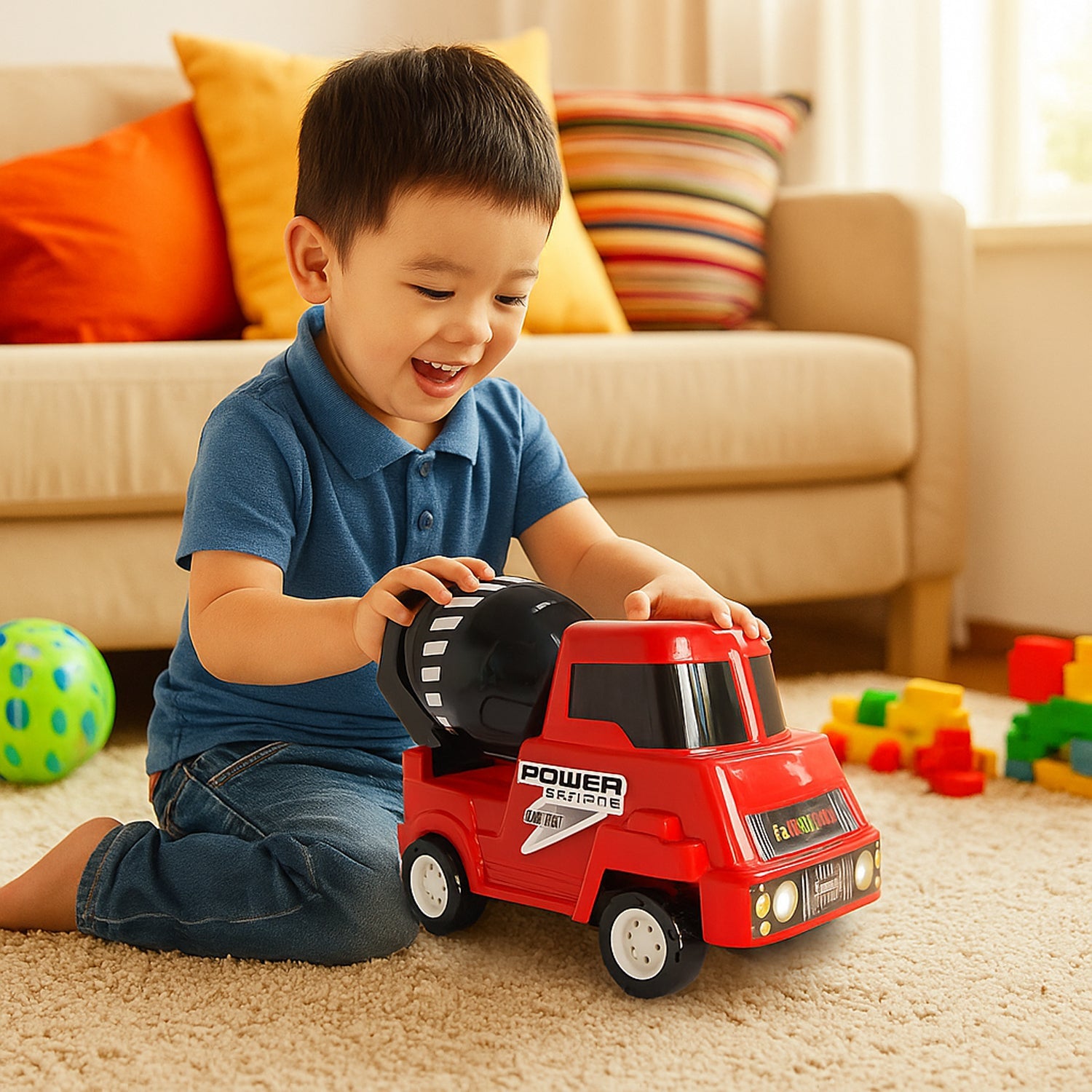 Kids Cement Mixer Toy Truck Friction Powered Fun