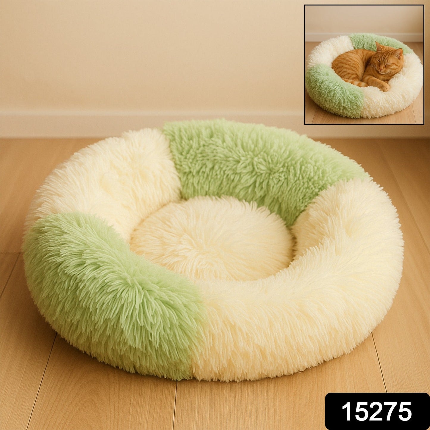 Ultra Soft Fluffy Round Pet Bed for Cats and Small Dogs