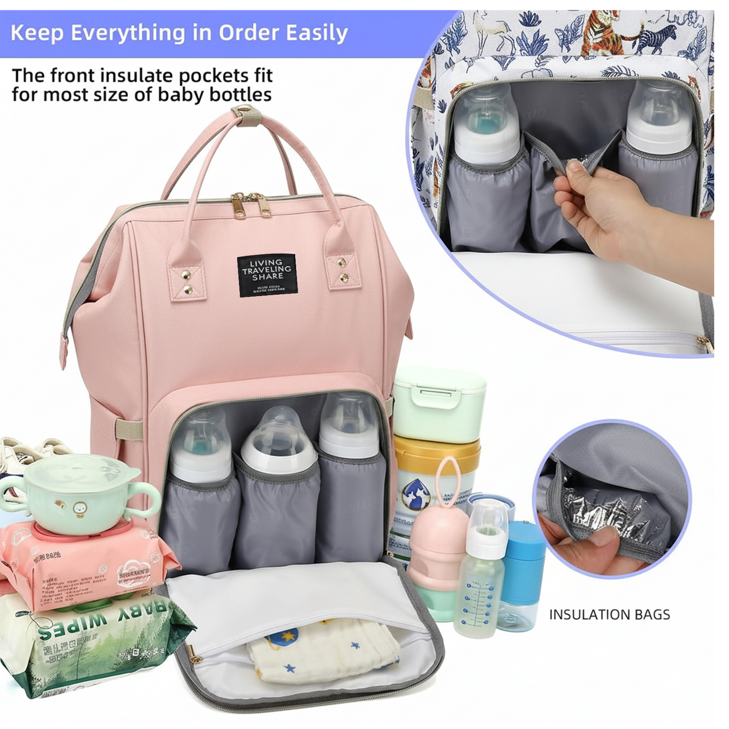 Large Capacity Mum's Diaper Bag Backpack