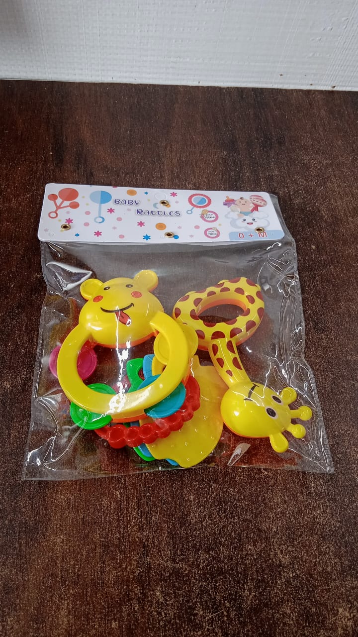 Colorful Animal Shape Baby Rattle Toy Set (Pack of 3)