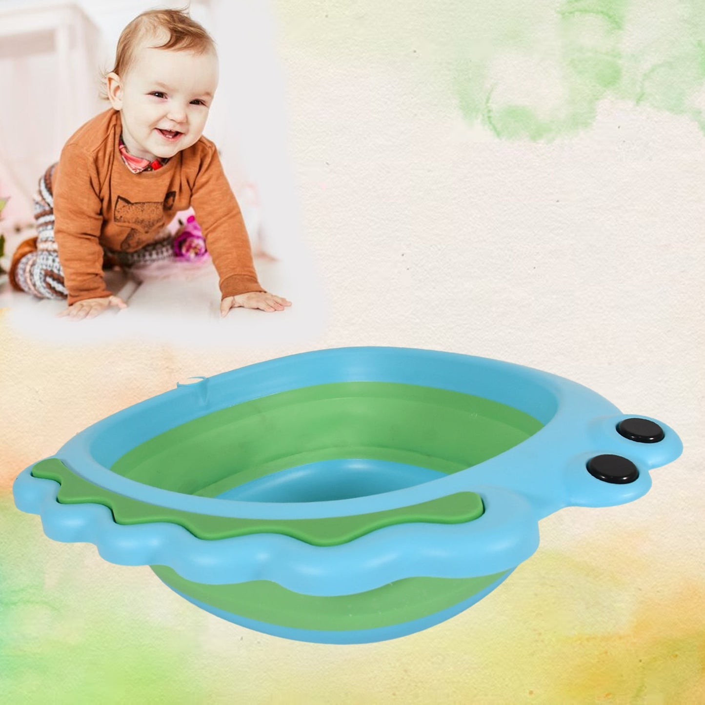 Frog Shape Foldable Baby Wash Basin (33×31cm)