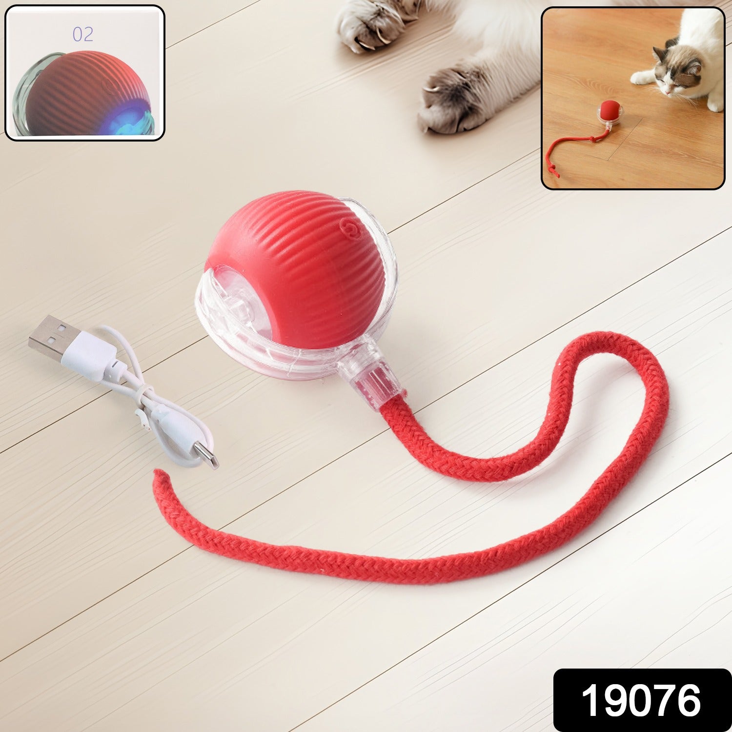 Rechargeable Interactive Cat Toy Ball with LED Light