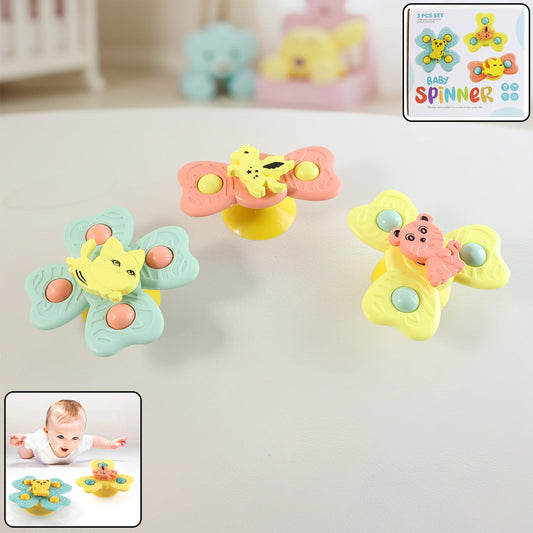 Baby Spinner Toy Set 3-Pc Suction Cup Spinning Toys for Sensory Play