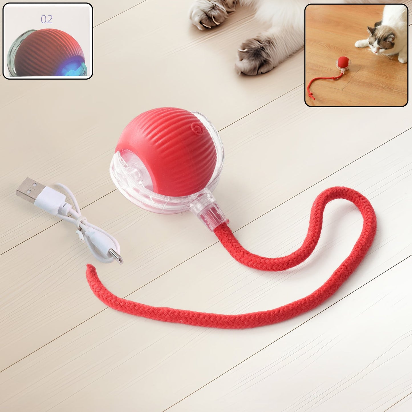 Rechargeable Interactive Cat Toy Ball with LED Light