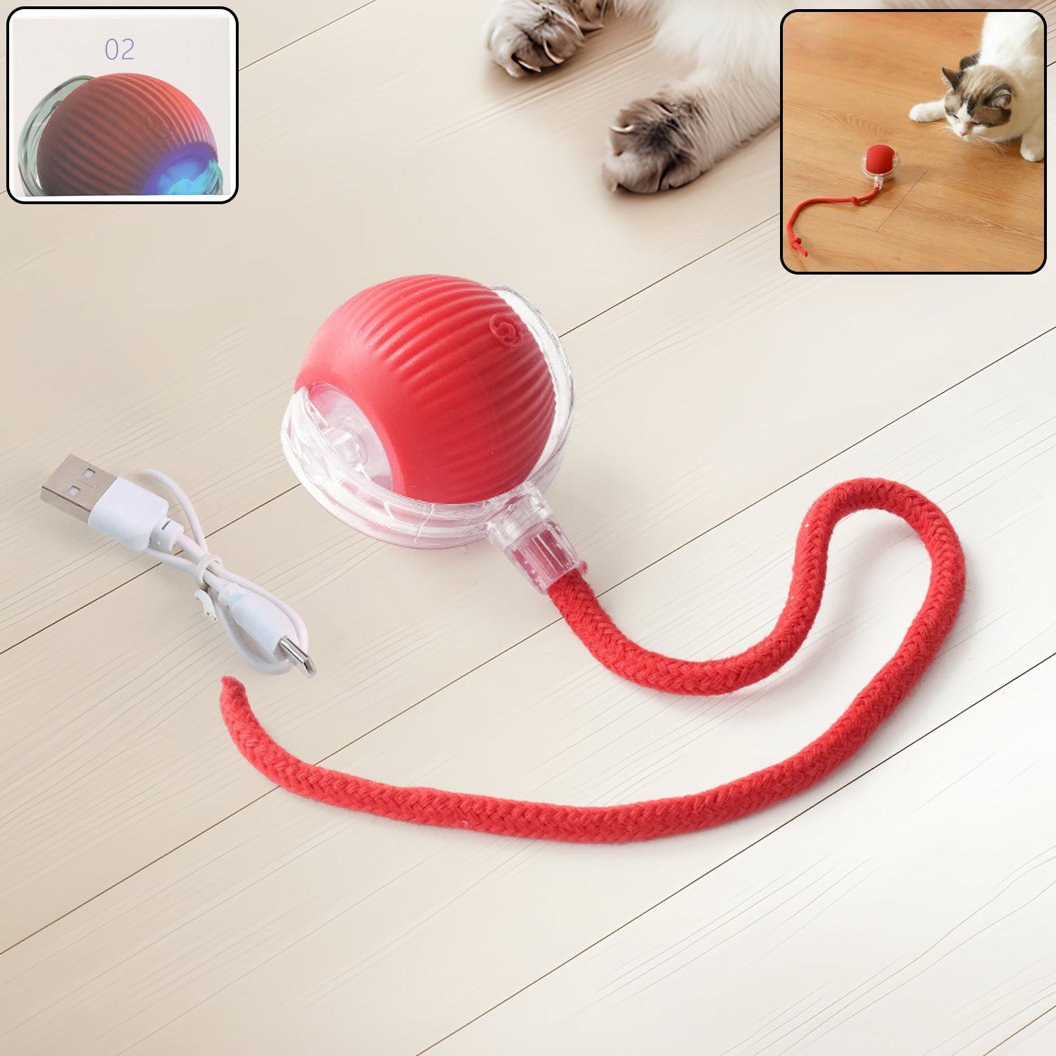 Rechargeable Interactive Cat Toy Ball with LED Light