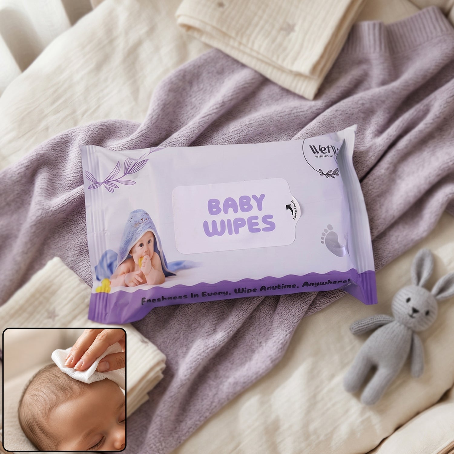 Travel Fresh Baby Wet Wipes Gentle Portable for Sensitive Skin